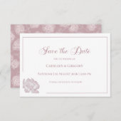Floral Line Art White Dusty Rose Wedding Save The Date (Vorne/Hinten)