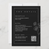Floral Line Rustic Black Elegant All in Wedding  Einladung (Vorderseite)