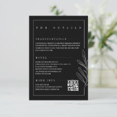 Floral Line Rustic Black Elegant Wedding Details Begleitkarte (Stehend Vorderseite)