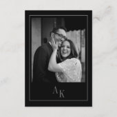 Floral Line Rustic Black Elegant Wedding Details Begleitkarte (Rückseite)