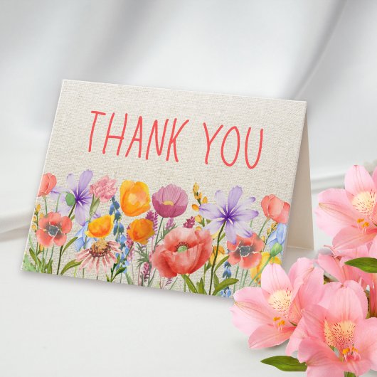 Floral Linen Thanks - Warm Inside Message Dankeskarte