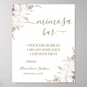 Floral Lines Mimosa Bar Brautparty-Schild Poster