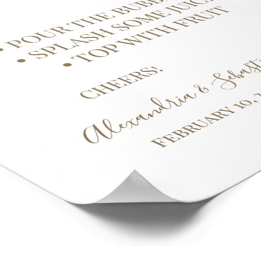 Floral Lines Mimosa Bar Brautparty Signa Poster (Ecke)