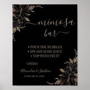 Floral Lines Mimosa Bar Brautparty Signa Poster
