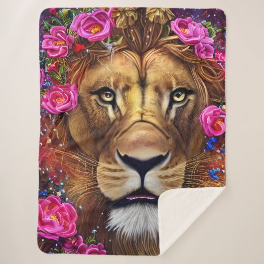 Floral Lion Head Sherpadecke (Vorderseite)