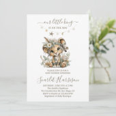 Floral lion king boy Baby Shower Invitation Einladung (Stehend Vorderseite)