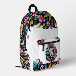 Floral Lion Silhouette Bedruckter Rucksack