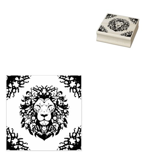 Floral Lion Silhouette Gummistempel (Stempel)