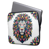 Floral Lion Silhouette Laptopschutzhülle (Vorderseite Links)