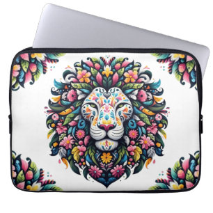 Floral Lion Silhouette Laptopschutzhülle
