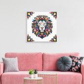 Floral Lion Silhouette Leinwanddruck (Insitu (Wohnzimmer))