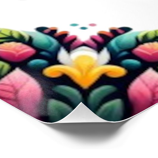 Floral Lion Silhouette Poster (Ecke)