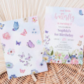 Floral Little Butterfly Geburtstagsparty Einladung