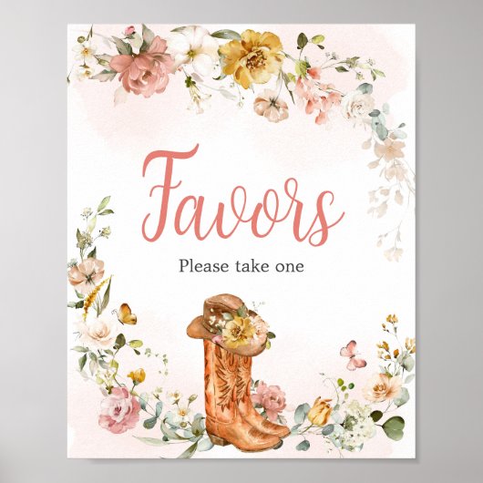 Floral Little Cowgirl Baby Duschfavoriten Poster (Vorne)