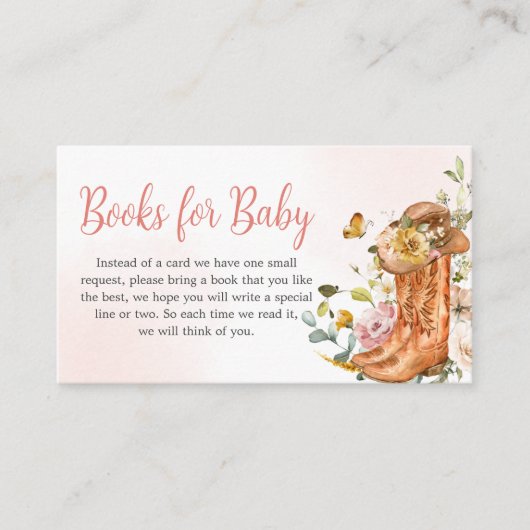 Floral Little Cowgirl Baby Shower Books for Baby Begleitkarte (Vorderseite)
