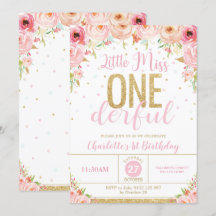 Floral Little Miss Onederful 1. Geburtstag Gold