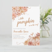 Floral Little Pumpkin Baby Dusche Einladung (Stehend Vorderseite)
