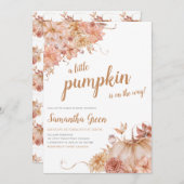 Floral Little Pumpkin Baby Dusche Einladung (Vorne/Hinten)