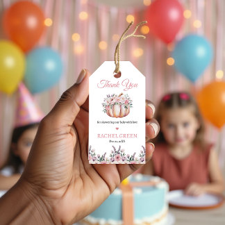 Floral Little Pumpkin Baby Dusche Gefallen Geschenkanhänger