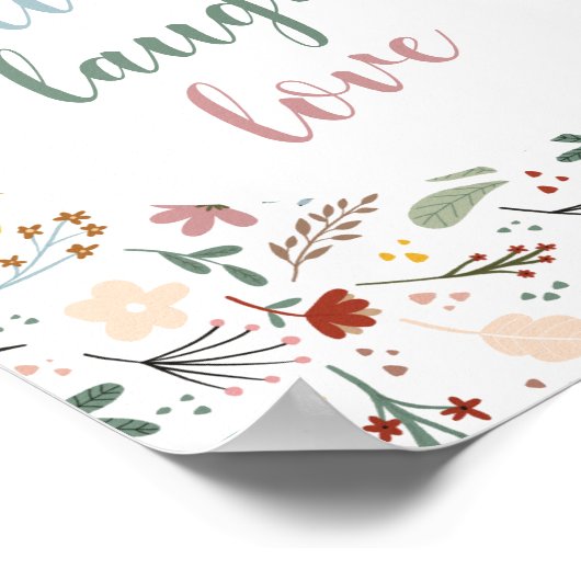 Floral Live Laugh Liebe Poster (Ecke)