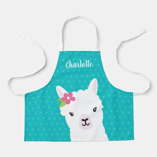 Floral Llama Alpaca Aquamarin Giro del Malcantone  Schürze (Vorderseite)