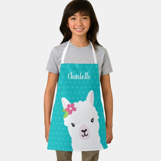 Floral Llama Alpaca Aquamarin Giro del Malcantone Schürze (Insitu)