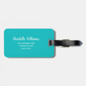 Floral Llama Alpaca Aquamarin Personalisiert Gepäckanhänger (Rückseite horizontal)