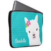 Floral Llama Alpaca Aquamarin Personalisiert Laptopschutzhülle (Vorne Rechts)