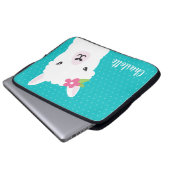 Floral Llama Alpaca Aquamarin Personalisiert Laptopschutzhülle (Vorne Knopf)