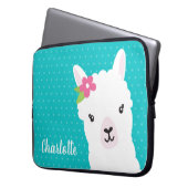 Floral Llama Alpaca Aquamarin Personalisiert Laptopschutzhülle (Vorderseite Links)