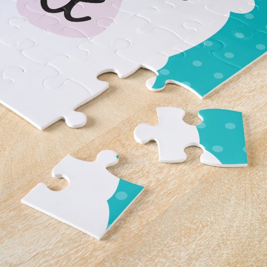 Floral Llama Alpaca Aquamarine Personalisierte Kin Puzzle (Seite)