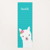 Floral Llama Alpaca Aquamariner Personalisierter N Yogamatte (Vorderseite)