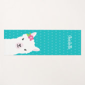 Floral Llama Alpaca Aquamariner Personalisierter N Yogamatte (Vorderseite (Horizontal))