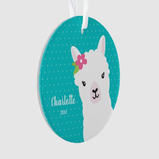 Floral Llama Alpaca Aquamarines Giro del Malcanton Ornament (Vorderseite)