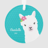 Floral Llama Alpaca Aquamarines Giro del Malcanton Ornament (Rückseite)