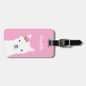 Floral Llama Alpaca Pink Personalisiert Gepäckanhänger (Vorderseite horizontal)