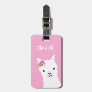 Floral Llama Alpaca Pink Personalisiert Gepäckanhänger