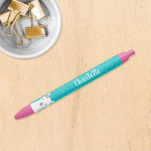 Floral Llama Alpaca Teal Personalized Kugelschreiber
