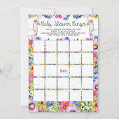 Floral Llama Babydusche Bingo Game Card Einladung (Vorderseite)