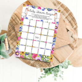Floral Llama Babydusche Bingo Game Card Einladung