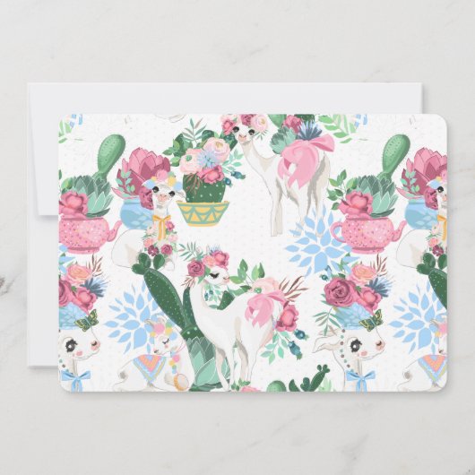 Floral Llama Babydusche Einladung (Rückseite)