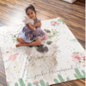 Floral Llama Face | Monogramm-Fleece Fleecedecke