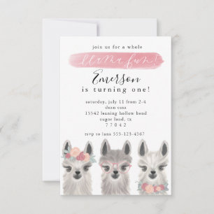 Floral Llama Geburtstagsfeier Save The Date
