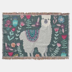 Floral Llama: Vintage handGezeichnet Doodles Decke