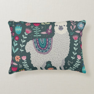 Floral Llama: Vintage handGezeichnet Doodles Dekokissen