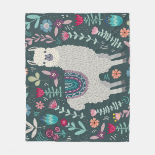Floral Llama: Vintage handGezeichnet Doodles Fleecedecke
