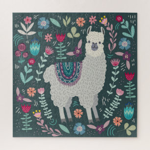 Floral Llama: Vintage handGezeichnet Doodles Puzzle