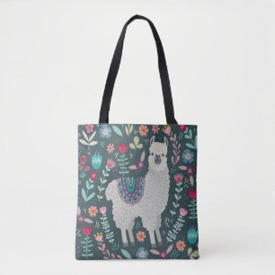 Floral Llama: Vintage handGezeichnet Doodles Tasche