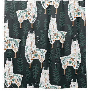 Floral Llamas Niedliche Vintage Textur Duschvorhang
