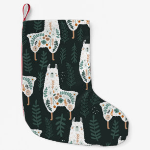Floral Llamas Niedliche Vintage Textur Kleiner Weihnachtsstrumpf